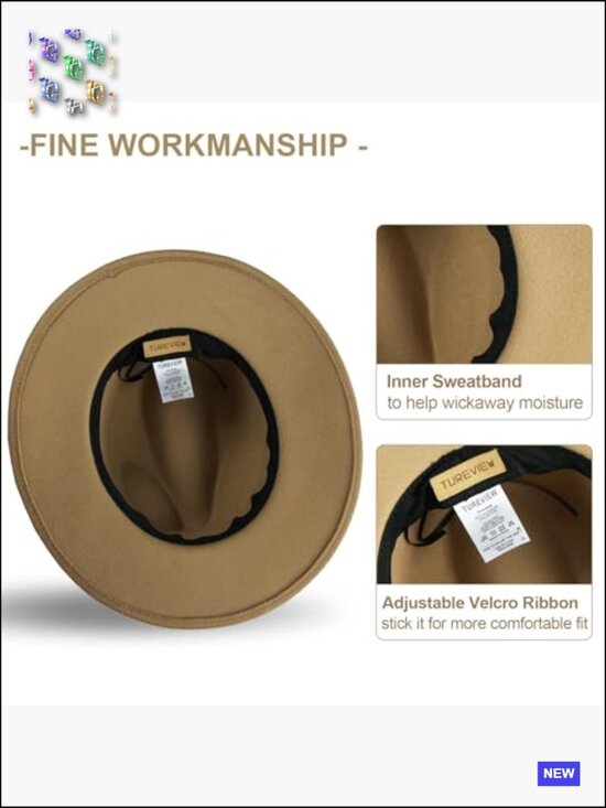 Classic Wool Felt Wide Brim Fedora Hat with Belt Buckle Lightweight Adjustable main image 6